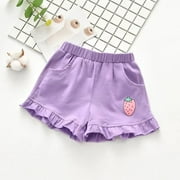 naisibaby Summer Thin Childrens Casual Sports Cotton Shorts, Baby Girls Printed Beach Pants Purple 2T